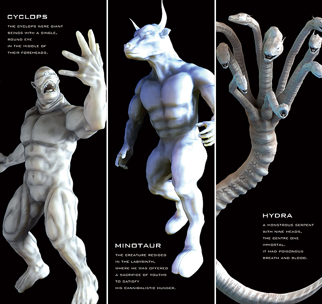 3DCGイラストレーションの制作 ーギリシャ神話の神々、怪物たちー